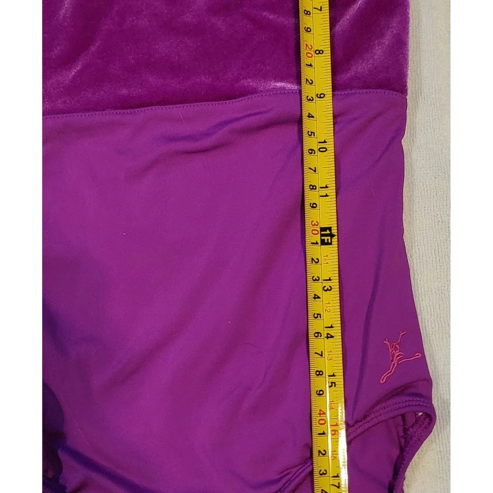 CAPEZIO Future Star LS Leotard Girls Small Gymnastic Dance Velvet Purple Bling